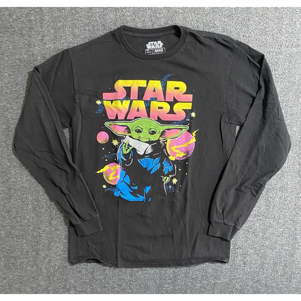 Starwars Long Sleeve Tshirt Mad Engine Yoda Black Size M
